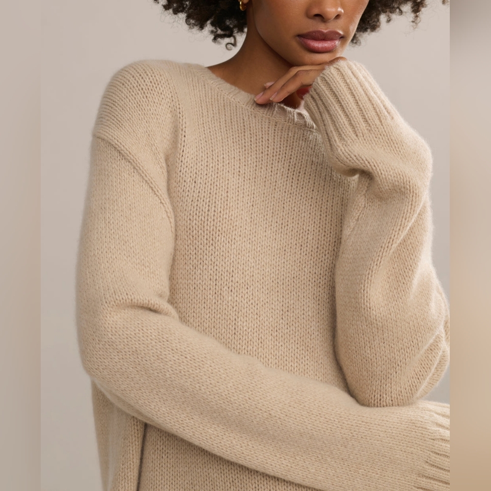 Jenni Kayne Cashmere Amelia Crewneck Sweater Warm Sand XS/S Oversized EUC! HP🥳 - Picture 7 of 12